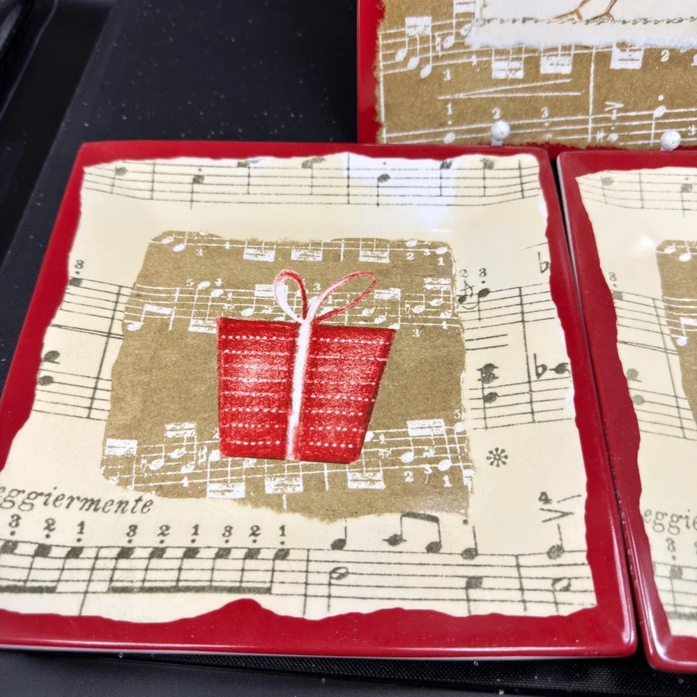 Oneida Winter Song Stoneware Dishes Plates Set 4 Anne Dolan Christmas‎ 8in NEW